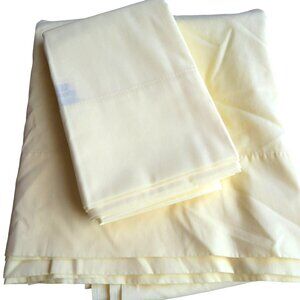 Vintage 70s Springmaid Full 1 Flat 2 Pillowcases Bright Yellow No Iron Percale